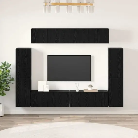 Dostępne od ręki Zestaw szafek RTV 8 pcs Czarny dąb 80 x 30 x 30.5 cm Lumarko! - Hurtownia wielobranżowa Lumarko